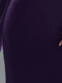 xheAloruh Vestido de mujer de unicolor con hombros asimétricosxhe - Morado - Ver 9