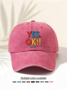 1pc Washed Baseball Cap With "YES OK !!" Letter Print Pattern, Retro American Style Minimalist Casual Versatile Fashionable, High-Quality Decorative Accessory Suitable For Outdoor Activities, Unisex - Washed Cap - View 17