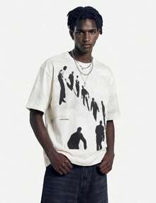 Camisetas Gráficas Vamtac para Hombre, Camisetas de Gran Tamaño con Estampado de Retrato y Graffiti, Cuello Redondo, Manga Corta, Camisetas de Algodón para Verano EZOV - Blanco - Ver 8