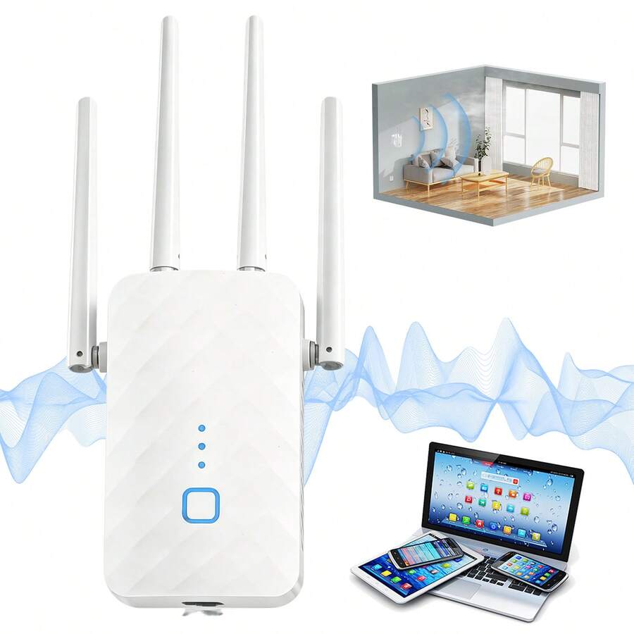 Dieser Netzwerk-Extender Unterstützt Dualband-WLAN Mit 1200 Mbit/s (5 GHz + 2,4 GHz) Und Gigabit-LAN. Dank Einfacher WPS-Einrichtung, Access-Point-Modus Und Breiter Router-Kompatibilität Ist Er Ideal Für Große Wohnungen, Residenzen Und Heimbüros, Die Eine Stabile Internetverbindung Ohne Funklöcher Wünschen. - Übersicht 1