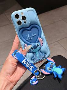 Disney Lilo And Stitch Phone Case : 3D Fluffy Pattern Border Protector Phone Soft Phone Case With A Free Cute Stitch Bracelet Chain Lanyard, Stitch, Lilo, Angel, For Apple 17 Promax 17 Pro 16 15 14 13 12 11 Pro Max XS Max X XR Soft Cover Summer Phone Case - trắng - Xem 3