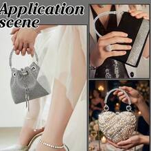 1pc Shiny Rhinestone Bag Handle Replacement Part, Exquisite Handbag Waist Belt Bag Shoe Hair Accessory Handmade DIY Accessory, Rhinestone Handle Rhinestone Strap, Suitable For Bags And Phones - Silver - View 8