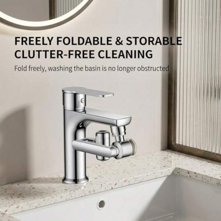 1080° Rotating Faucet Extender with Upward Facial Mist, 4 Water Modes and Built-In Filter, Brass Robotic Arm Universal Sink Attachment for Bathroom Kitchen Wash Hand Hair Face - 1 juego - Añade 5