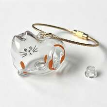 1个透明猫形宠物毛发收纳瓶，便携式猫毛保存容器，亚克力猫毛胶囊钥匙扣挂件 - 彩色 - 查看 10