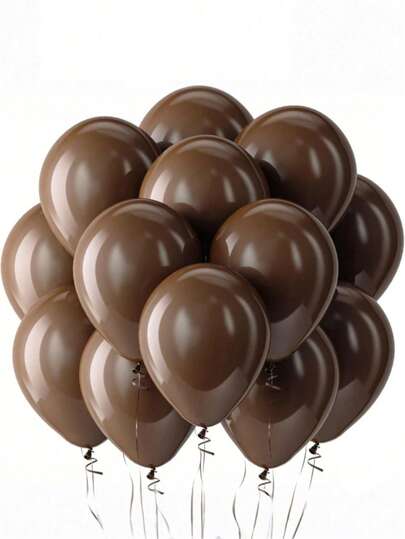 35pcs Bezente Brown Latex Balloons, Round Helium Balloons, Dark Brown, Suitable For Birthday, Bridal Shower, Wedding, Graduation, Anniversary Party Decoration