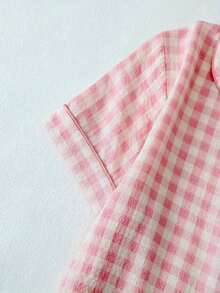 Set de 2 piezas de ropa de dormir de verano para mujer: top de manga corta y shorts, ropa casual y cómoda para el hogar y uso casual - Rosa - Ver 4