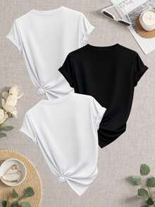 Women's T-Shirts, Women's T-Shirts, 1 Piece Heart Leopard Print Women's T-Shirt Set, Black And White T-Shirts, Soft And Comfortable, Perfect As A Gift, Suitable For Daily And Weekend Wear, Fun Gift, First Choice For Holidays. - 1件白色隨機圖案 - 查看 3