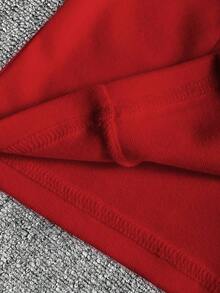 Chaqueta delgada de terciopelo negro para mujer, chaqueta de manga larga con cierre de cremallera de estilo casual y ajuste ceñido para el otoño - Rojo - Ver 3