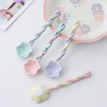 Ceramic Long-Handled Spoon For Home Use, High Aesthetic Value, Cute Ins-Style Stirring Spoon, Coffee Spoon, Girly Spoon, Suitable For Graduation Gifts, Daily Use, And Holiday Presents. - Pink Dotted Twist Spoon - View 5