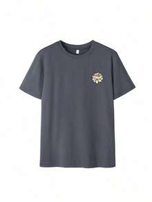 Women's Summer T-Shirt With Letter Print, Round Neck And Short Sleeves, Casual Style, Loose And Versatile For Vacation, Summer Fashion For Daily And Festive Wear, Black - 深灰色 - 查看 4