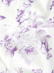 Vestido midi romántico de mujer con estampado floral y escote de halter - Morado Violeta - Ver 3