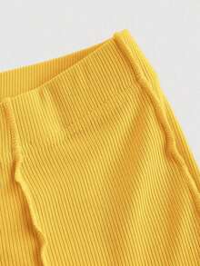 Lettuce Trim Elastic Women's Flared Pants - Amarillo - Ver 3