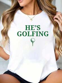 100% cotton Está Jugando Golf, Divertido, Temporada de Golf, Mamá Golfista, Esposa Golfista, Camisetas para Mujer - Blanco - Ver 6