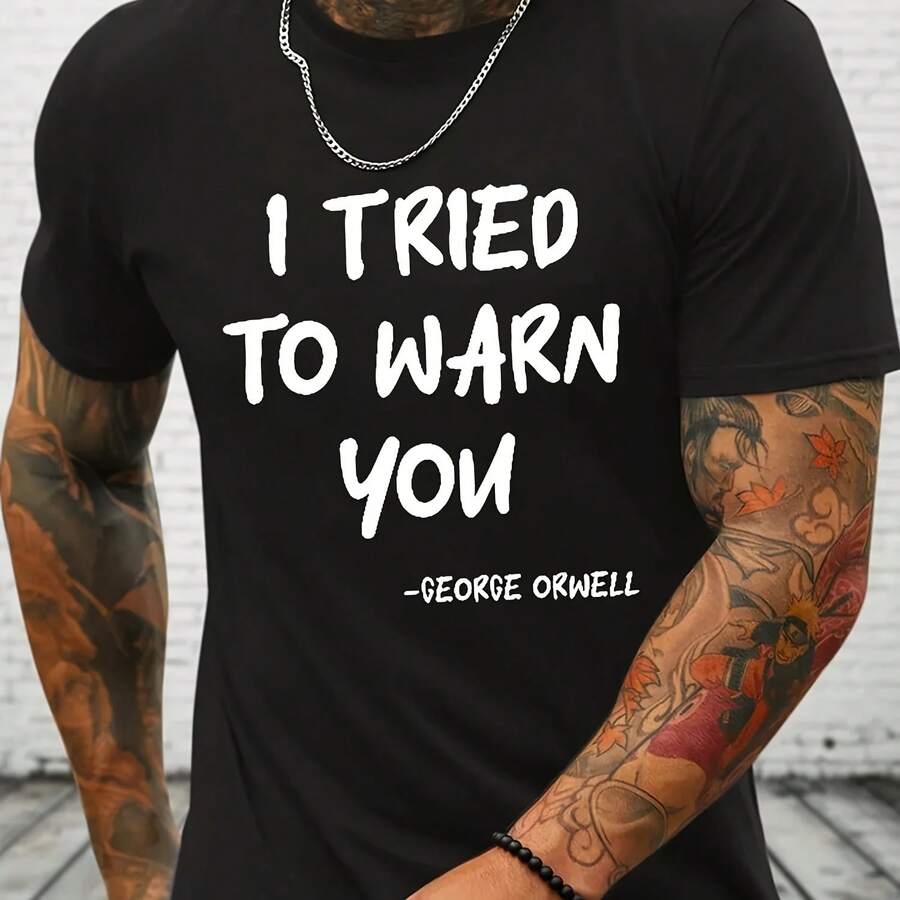 Casual Cotton T-Shirt With Text And Letters With Round Neck Orwell That Toad You - 款式 - 查看 1