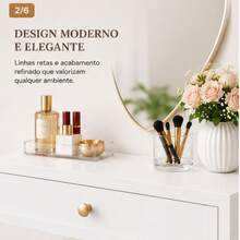 Penteadeira Suspensa Provençal 70 MDF Off White Bancada Maquiagem - Cinza Claro - Visão 4
