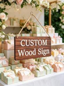 1Pc Personalized Wooden Sign, Custom Text Rustic Farmhouse Plaque With Jute Rope, Family Name Or Welcome Sign, Home Wall Decor, Kitchen, Living Room, Bedroom, Gift For Mom, Dad, Kids, Housewarming, Holiday, Birthday - Multicolor - View 4