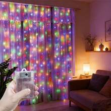 Garden Lights, Wedding Party Decor Lights String, Outdoor Lights, Sparkling Yard Lights, Holiday Lights String, Camping Decor, Patio String Lights, Christmas & Halloween Decor Fairy Lights, Yard Lights, Room Decor, Romantic Birthday Party Decor, Fairy Wreath Decor Lights String, 4 Lighting Colors 8 Modes Battery Box Curtain Lights, Landscape Lighting - Battery Box Curtain Light - View 14