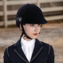 成人馬術安全帽，ABS外殼，柔軟布料表面舒適，頭圍可調節，適合男女學生馬術訓練、賽馬、馬球及學校活動戶外休閒騎乘 - 黑色 - 查看 7