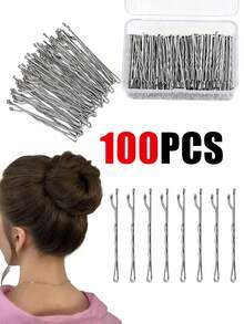 Bộ 50/100/200 kẹp tóc xoăn, kẹp tóc chống trượt kèm hộp đựng, phù hợp với nhiều kiểu tóc, phụ kiện tóc thiết yếu cho salon, thẩm mỹ viện, mùa tựu trường, du lịch và nghỉ dưỡng. - Bạc - Xem 1