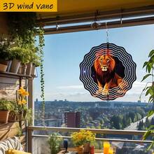 1个3D星空狮子风铃 - 360°旋转铁艺悬挂装饰,配有翱翔的狮头和闪亮珠子,10英寸室内/室外花园装饰,适合圣诞节、婚礼、派对 - 无需电池/电源,DIY风力驱动摆动(理想礼物),最佳圣诞之选(不含吊坠),款式随机 - A - 查看 6