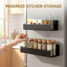 Stozle 2/4pcs Detachable Metal Magnetic Refrigerator Storage Rack, Multifunctional Kitchen/Bathroom Storage Box With Space-Saving Minimalist Design, Fridge Organizer & Shelf, Suitable For Microwave, Fridge, Washing Machine, Oven - 查看 6