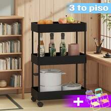 Carro de almacenamiento multifuncional de 3/5/6 capas, herramienta de almacenamiento para el hogar, estante de almacenamiento multifuncional para baño, oficina y cocina - Caqui - Ver 2