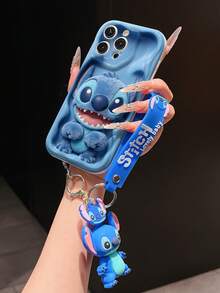 Disney Lilo And Stitch Phone Case : 3D Fluffy Pattern Border Protector Phone Soft Phone Case With A Free Cute Stitch Bracelet Chain Lanyard, Stitch, Lilo, Angel, For Apple 17 Promax 17 Pro 16 15 14 13 12 11 Pro Max XS Max X XR Soft Cover Summer Phone Case - trắng - Xem 4