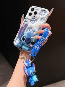 Disney Lilo And Stitch Phone Case : 3D Fluffy Pattern Border Protector Phone Soft Phone Case With A Free Cute Stitch Bracelet Chain Lanyard, Stitch, Lilo, Angel, For Apple 17 Promax 17 Pro 16 15 14 13 12 11 Pro Max XS Max X XR Soft Cover Summer Phone Case - 白色 - 查看 4