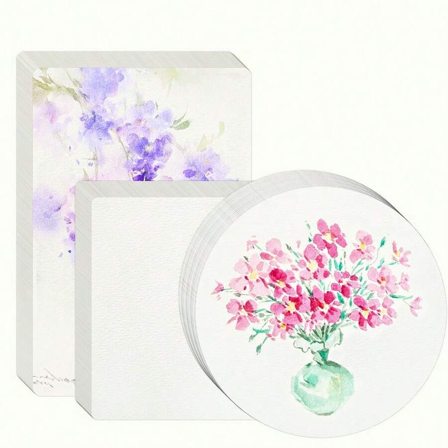 50张300克双面粗糙面水彩纸，迷你便携水彩纸，适合学生和预算绘画 - 50張 - 查看 1