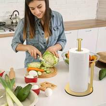Baofeng 1pc Stainless Steel Countertop Paper Towel Holder, Kitchen Paper Towel Dispenser With Weighted Non-Slip Base, Easy Tear Paper Towel Rack, Durable Stand, Suitable For Standard And Large Paper Towel Rolls, Modern Space-Saving Storage Rack, Suitable For Kitchen, Bathroom, Pantry And Home Decor - Multicolor - View 6