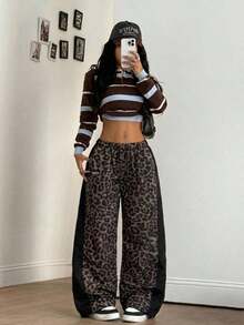 Women's Color-Blocked Parachute Pants For Spring And Summer Outings And Concerts - Black - View 11