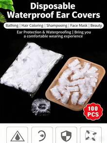 100/200/500 buah Penutup Telinga Plastik, Penutup Membran Telinga Tahan Air - Cocok untuk Mandi, Mewarnai Rambut, Salon, dan Mandi Sehari-hari, Perlindungan Higienis, Pas dan Aman - Transparan - View 3