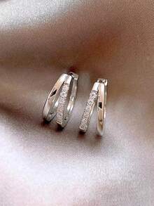 1 Pair Romantic Cubic Zirconia Hoop Earrings, Designed For Women, Suitable For Weddings, Engagements, Anniversary Parties, Valentine's Day Gifts - 1# - View 1