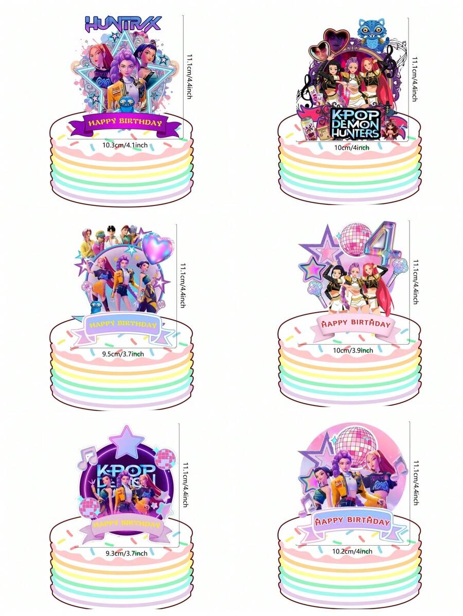 1pc 2026 New K-POP D Emon Hunter Girl Group Decorative Card, Suitable For Birthday Party Decoration, K-POP Themed Party Decoration - Multicolor - View 1
