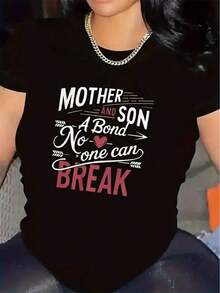 Camisetas a juego para madre e hijo para mujeres y adolescentes - Regalo para fortalecer el vínculo entre madre e hijo con diseño de corazón - Camiseta familiar blanca y negra - Camiseta de poliéster suave para el Día de la Madre, Día del Padre, cumpleaños - Tallas S-3XL - Ideal para conjuntos a juego de madre e hijo, camiseta para mamá, conjuntos familiares a juego, camiseta con cita inspiradora, tela duradera y cómodablusas para dama - Negro - Ver 2
