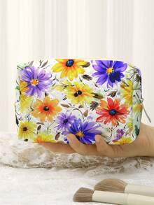 One Versatile Pouch-Serving As A Makeup Bag, Toiletry Kit, Or Organizer-Featuring A Large-Capacity, Foldable Design That Makes It Highly Portable For Travel. Adorned With A Stylish Floral Print, It Effortlessly Stores Cosmetics And Skincare Products - Multicolor - View 7