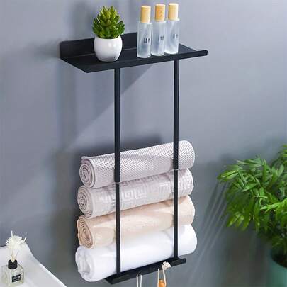 1 Giá Treo Khăn Bằng Thép Carbon Có Thể Thu Gọn, Bền Chắc, Gắn Tường, Dùng Cho Phòng Tắm, Nhà Bếp, Chiều Dài Có Thể Điều Chỉnh, Thanh Treo Khăn Bằng Kim Loại Chống Gỉ, Thích Hợp Cho Gia Đình, Khách Sạp, Phụ Kiện Tiết Kiệm Không Gian, Giá Treo Khăn Gấp Gọn Với Nhiều Móc Treo.
