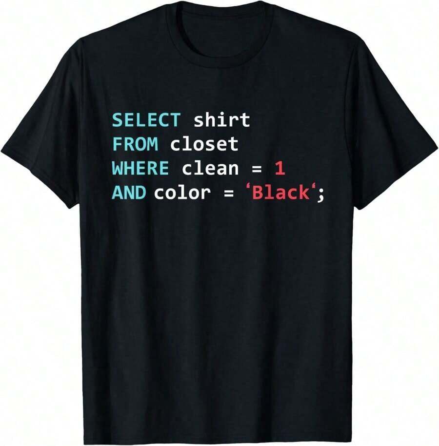 Programador SQL consulta Geek Base de Datos de codificación camiseta - Negro - Ver 1