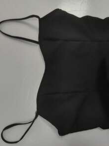 Elegant High Waist Plain Strap Dress Spring 2026 - Black and White - View 2