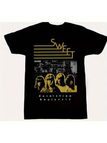 Unisex T-Shirt Collection For Men And Women Featuring A Retro 70s And 80s Band Logo Print. Soft And Versatile, This Everyday Essential Is Perfect For Casual Streetwear In All Seasons. Its Affordable Design Makes It An Affordable And Stylish Gift For Fans And Friends. With A Crisp, Streamlined Cut, This Garment Creates A Clean And Vibrant Look. Its Relaxed Yet Flattering Silhouette Suits All Body Types, Offering A Style That Is Both Casual And Sophisticated. - 黑色 - 查看 6