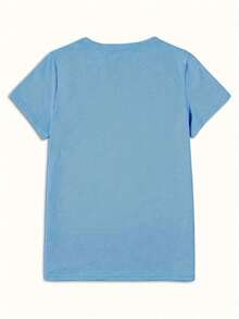 We Use Blue Printed T-Shirts To Promote Autism Awareness, Casual Short-Sleeved Crew Neck T-Shirts, Women's Clothing. - 藍色 - 查看 4