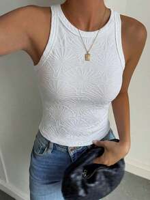 Camiseta de tirantes elegante de unicolor y ajuste ceñido, adecuada para otoño e invierno - Blanco 3 - Ver 4