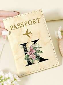 1pc A-Z 26 Letters Fashionable Letter Print Stylish Burgundy Passport Cover, Premium PU Leather Passport Wallet With Multi-Card Pockets For Credit Cards, Boarding Passes, And IDs, Compact And Portable Travel Essentials Organizer For Women, Men - Pink - View 25