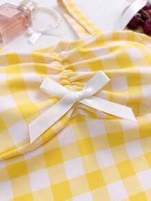 Esta dulce y adorable blusa corta de ajuste ceñido con estilo de cuento de hadas Y2K para mujeres presenta lunares y un lindo moño.Es un look dulce e inocente, perfecto como regalo para una amiga o para uso diario - Multicolor 7 - Ver 4