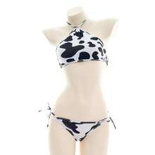 Traje de baño de la serie Cow, Bikini, uniforme de sirvienta, disfraz de verano para playa, traje de baño Kawaii para chica, falda, conjunto de uniforme, Cosplay - Blanco - Ver 1