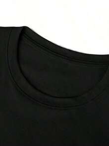 Made In Japan, Spring/Summer Cotton Short Sleeve T-Shirt, Round Neck, Loose Fit, Versatile, With Simple English Letter Print - Black - View 3