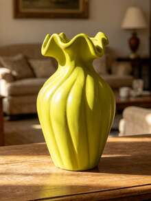 2Pcs/1Pc Wave Rim Vertical Ribbed Resin Planter - Light Luxury Ruffled Edge Flower Vase, Nordic Garden & Patio Decor | Home Decor, Room Decor, Boho Decor, Desk Decor, Vintage Decor, Unique Gift, Table Centerpiece, Housewarming Gift - New Model - View 20
