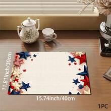 1 tấm thảm in họa tiết Ngày Độc lập Hoa Kỳ, thiết kế cờ sao và sọc, thảm thấm hút/thảm lau khô/đế lót ly ngày lễ 4 tháng 7 - Thảm bảo vệ mặt bàn thấm hút bằng polyester với miếng đệm cao su chống trượt, dùng cho nhà bếp, quầy bar, bàn ăn. - Nhiều màu - Xem 11