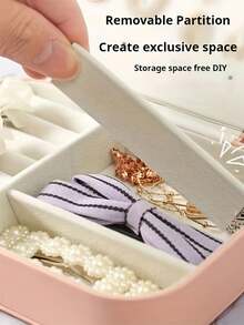 1pc Portable Jewelry Box, Snap Closure Jewelry Storage Box, Makeup Box, Zipper Jewelry Gift Box, Multi-Layer Compartment Storage Box, Travel Jewelry Box, Vanity Storage Box, Room Decor - Multicolor - View 8