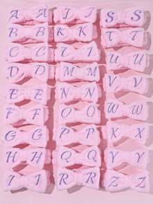 1 件女士刺绣字母 A-Z 水疗发带，可爱粉色柔软珊瑚绒发带，带可拆卸蝴蝶结，适合洗脸、瑜伽和淋浴，可爱粉色蓬松发带，日常佩戴的发饰 - 淺粉色 - 查看 2